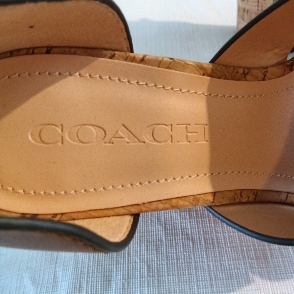COACH Isla Wedge Heel Sandal Geranium Orange Leather Size 7 - Picture 5 of 10